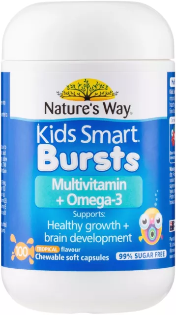 Kids Smart Bursts Multi & Omega-3 100 Caps x 3 Pack Nature's Way