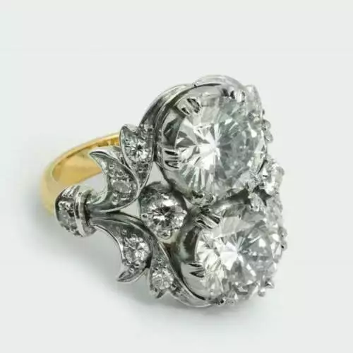2Ct Art Deco Style Round Cut Lab Created Diamond Engagement 14K Gold Filled Ring