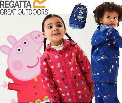Regatta Kids Peppa Pig Waterproof Hooded Packable Pack-It Jacket Boys Girls