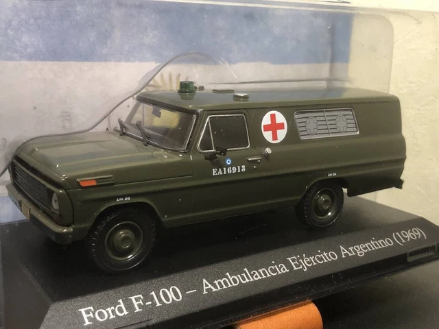 Miniature Ford F-100 Ambulance 1969 Échelle 1:43 - Altaya, Boîte Non Ouverte, Avec Support