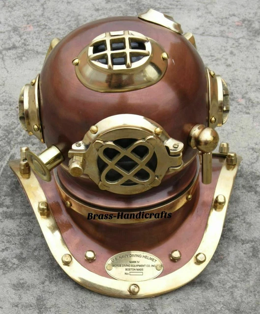 BRASS VINTAGE STYLE Mark V US Navy Scuba Deep Mini Diving Divers Helmet ...