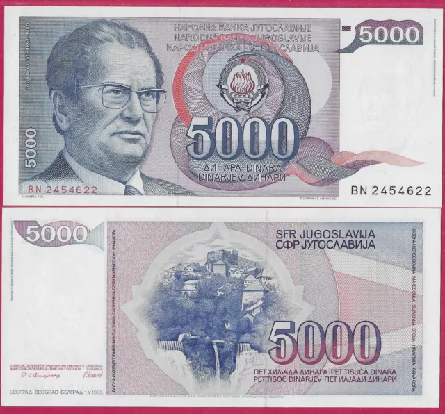 Yugoslavia 5,000 Dinara 1985. Unc Prefix Bn,Josip Broz Tito (1892-1980)And Jajce