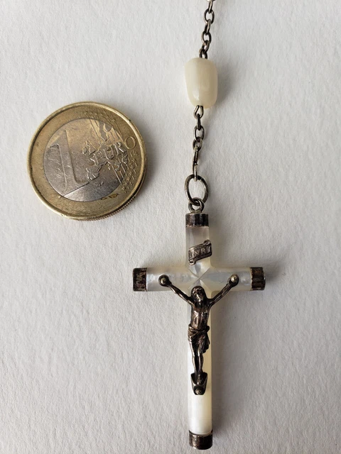 Chapelet en nacre et argent début XX ème siècle  3