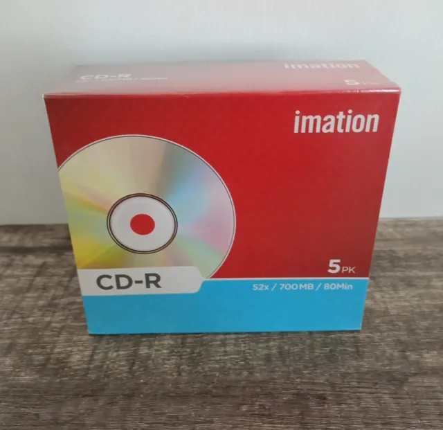 *New Sealed* Imation Blank CD-R 5 Pack 52x 700mb 80min