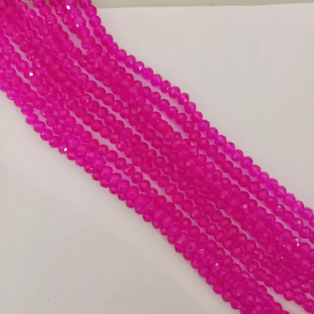 48pcs 6mm Hot Pink Rondelle Glass Crystal Beads Jewellery AUS Free Post PD06