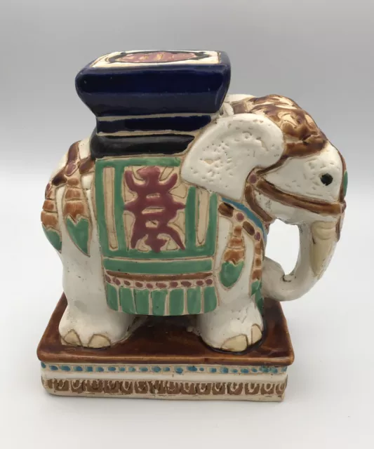 SUPPORT Porte-plante ÉLÉPHANT En Céramique Sculpture Polychrome Décorative 20 Cm