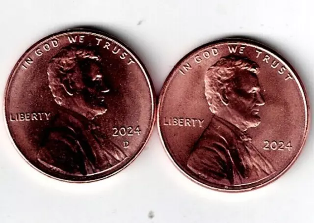 2024 Philadelphia+Denver Brilliant Uncirculated Lincoln Cent Two Coins