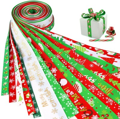 Cucito Matrimoni 24 Pezzi Natalizi Grosgrain Nastro di Raso Set Fiocco Neve Nastro Raso Natale Regalo Avvolge per Confezioni Natalizie 21 Metri Scrapbooking Ecc—Casuale Creazione di Cartoncini 
