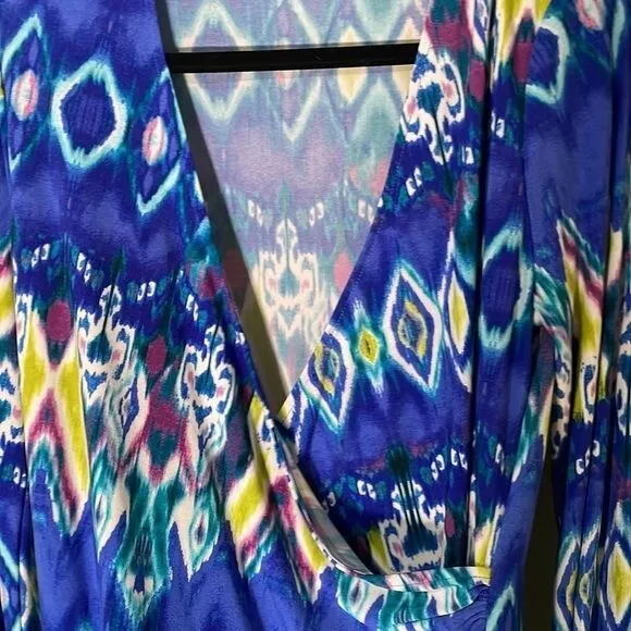Jones New York Signature Midi Faux Wrap Long Sleeve Dress Large 3