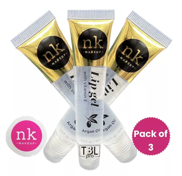 NK Lip Gloss Gel Argan Oil Lipgloss with Vitamin E (Pack of 3)