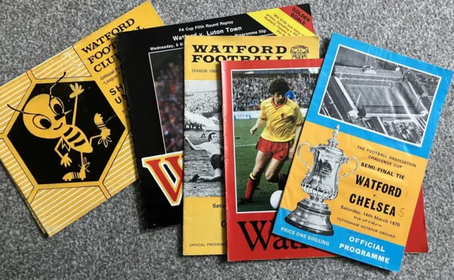 Watford 5 FA Cup programmes as listed. including FA Cup Semi Final