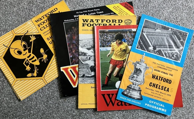 Watford 5 FA Cup programmes as listed. including FA Cup Semi Final