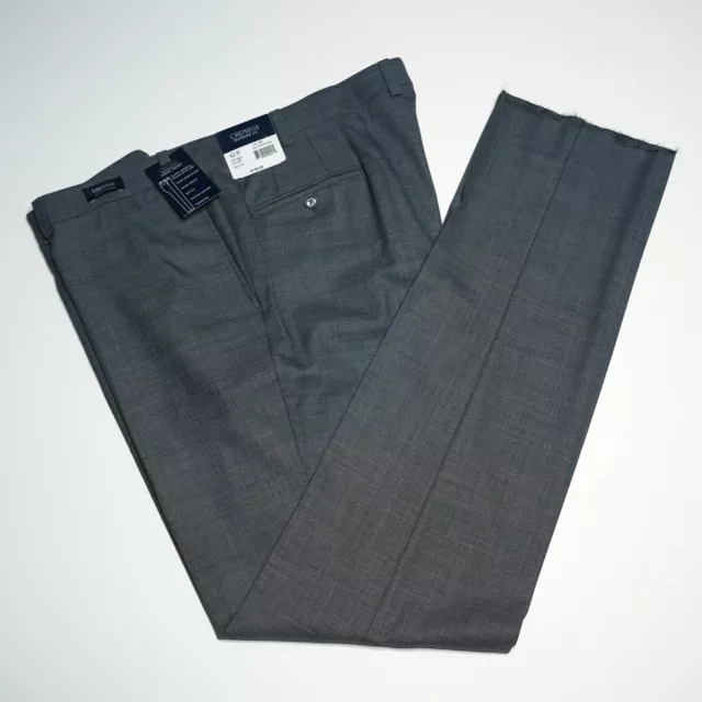 Cremieux Men's UNHEMMED Suit Pants Slacks Trousers 42R Gray Modern Fit NWT $150