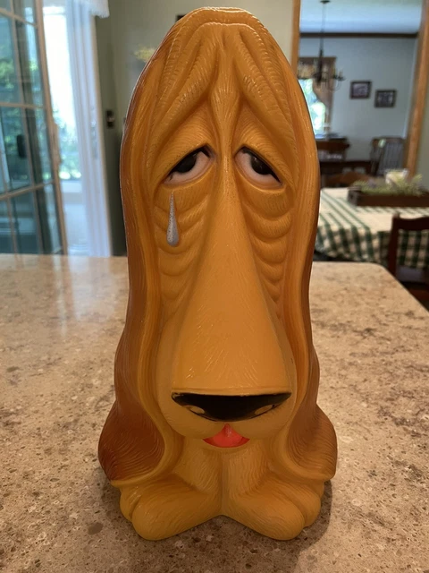 Vintage 1971 My Toy Yellow Basset Hound Sad Dog Plastic Piggy Bank