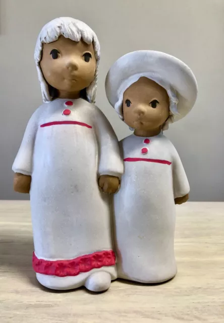 Elaine Carlock Sculpted Clay Sisters Statue Limited Edition Retired 1970