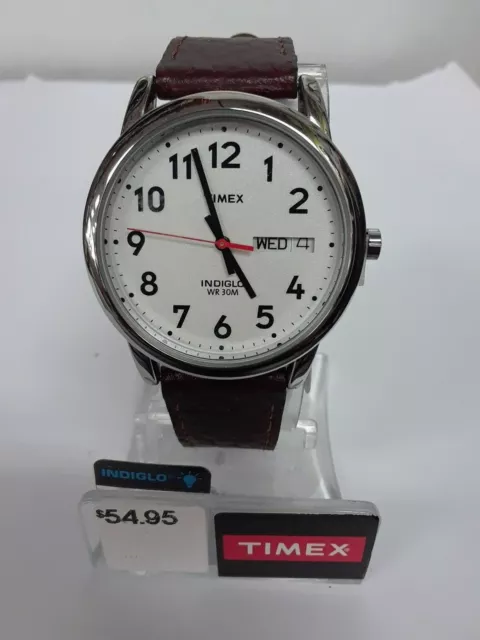 NEW Timex Men's Watch T20041 Easy Reader  Silver-Tone Case  Brown Leather