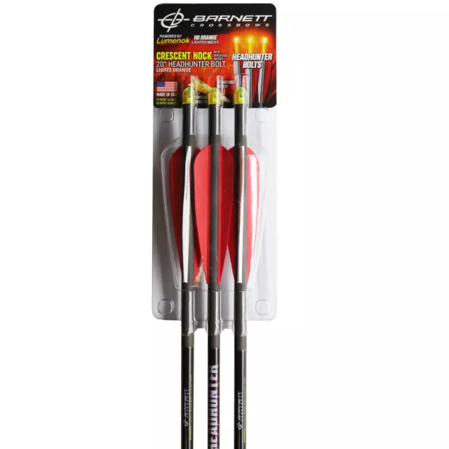 Burt Coyote Lumenok 20" Barnett HeadHunter Bolt Orange Red Crescent 3pk #00069