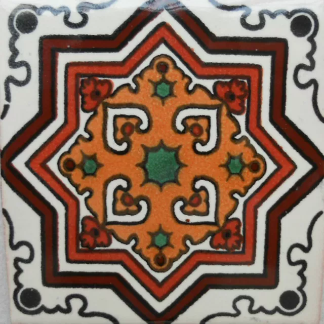 C#113) Mexican Tiles Ceramic Hand Made Spanish Influence Talavera Mosaic Art