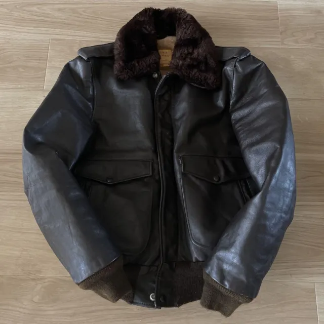 Schott G-1 Flight Jacket 70'S Vintage Leather Dark Brown Size 40 Men's