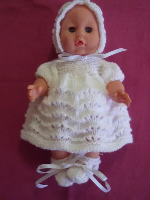 4pce White set Hand Knitted Dolls Clothes 25-27cm 10-11in