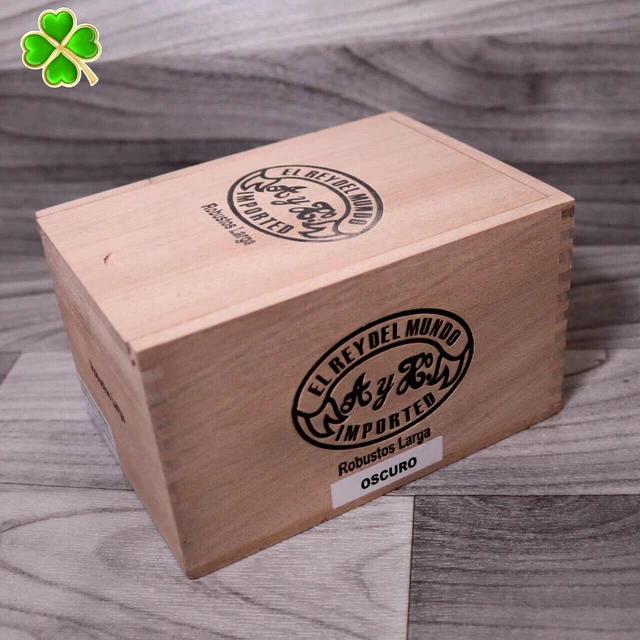 El Rey Del Mundo Robustos Larga Wood Cigar Box Empty - 6.75" x 4.75" x 4" ~