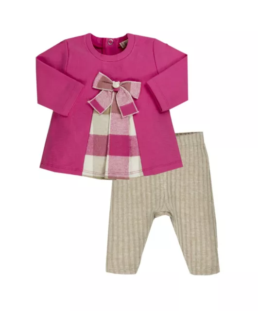 EMC 2tlg Set Sweatshirt Leggings Baby Mädchen Karo Schleife Gr. 62 68 74 80 NeU