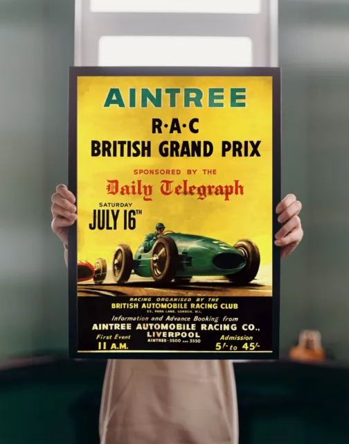 Aintree British Grand Prix 1955 POSTER PRINT A5A1 Vintage Motor Racing Wall Art