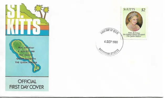 St Kitts 1980 80th Birthday of The Queen Mother  FDC