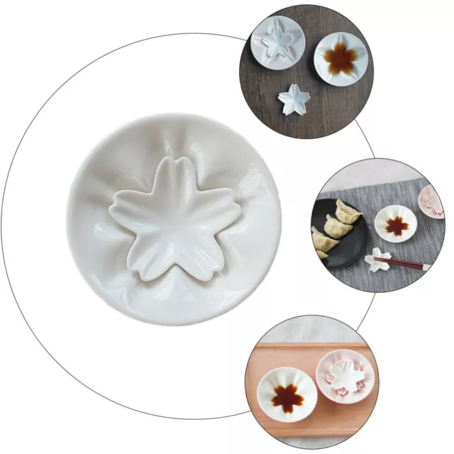 2 Pcs Practical Dipping Plate Cherry Blossom Seasoning Ceramic Condiment Dish