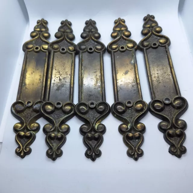 Lot of 5 Vintage Possible Brass Cabinet Backplates Japan 683 Ornate 7.5in