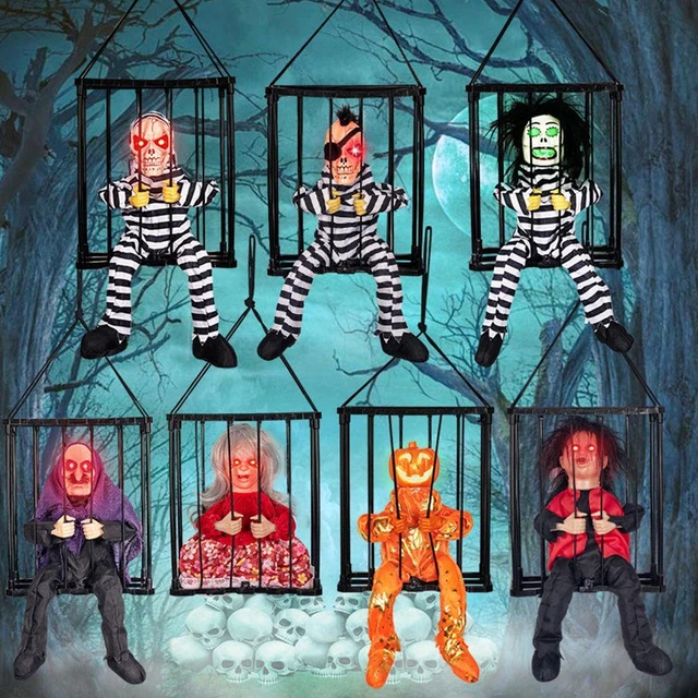 Cage Ghost Halloween Hanging Decor Yelling Scary Animated Ghost Prisoner H9I9