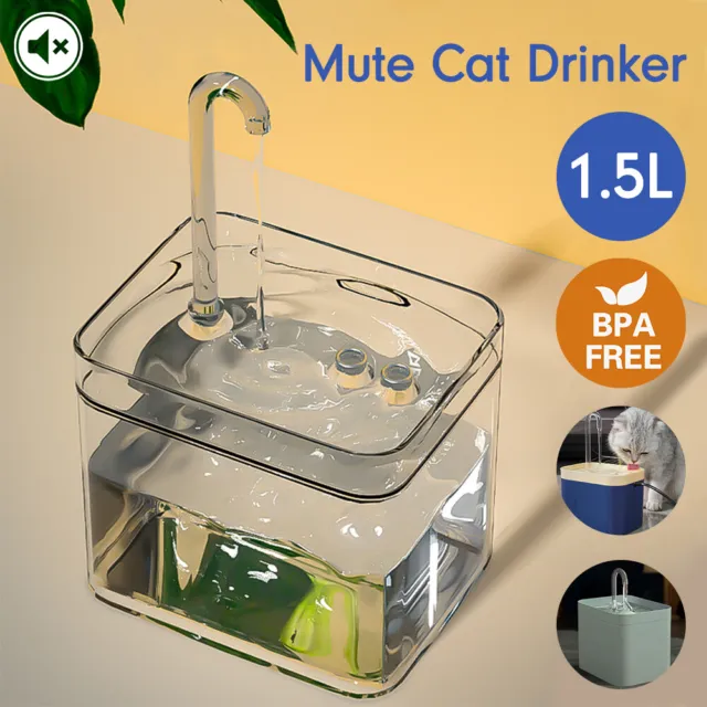 Automatic Electric Pet Water Fountain Dog Cat Drinking Dispenser Filter Quiet