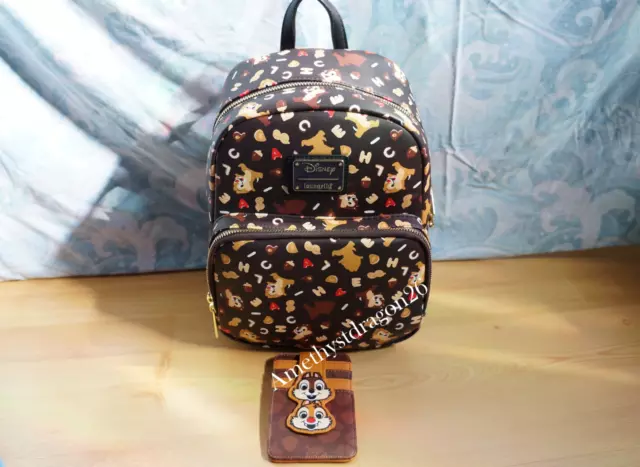 Loungefly Chip 'n Dale AOP Boxlunch Mini Backpack and Card Holder