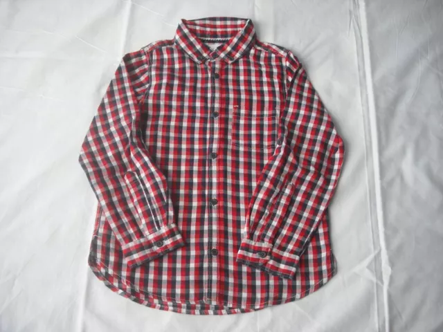 Mothercare boys red white navy roll up long sleeve shirt 5-6 years