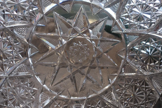 American Brilliant Cut Glass: Early Fine Geometric 9" bowl--Mt. Washington?  A+ 6