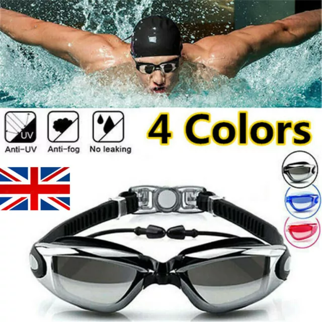 Non-Fogging Anti UV Swimming Swim Goggle Glasses Adjustable Eye Protect Adult UK