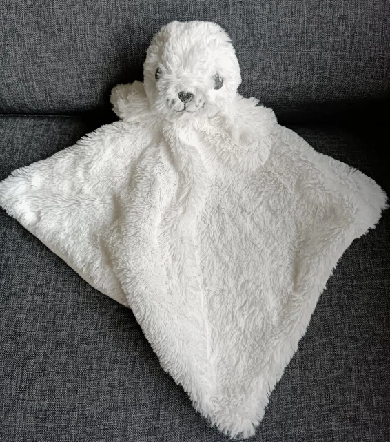 🌟doudou plat DOUX 🥰 carré phoque blanc TEX neuf
