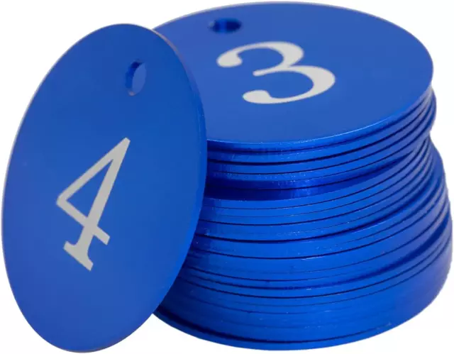 StayMax Round Aluminum Engraved Number Tags Key Tags ID Tags (1-25, Blue) 3