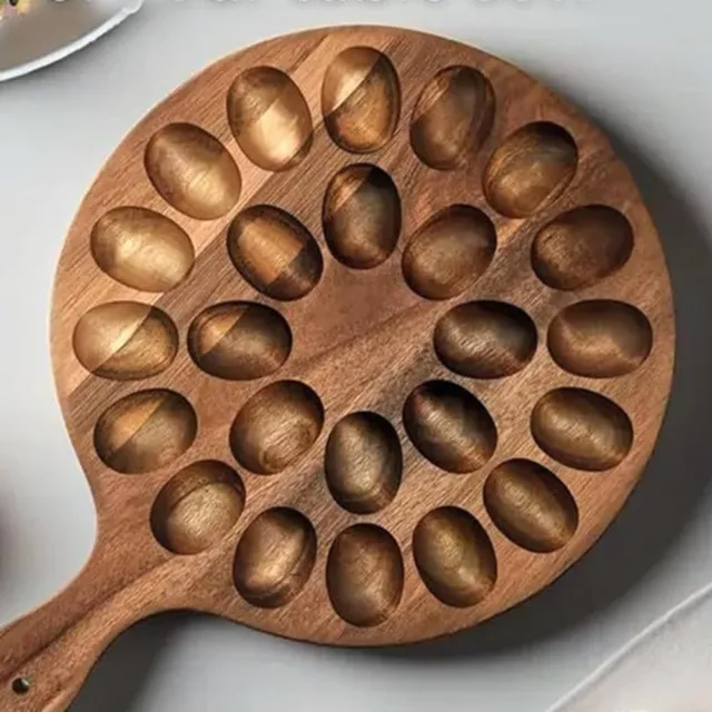 Plateau de rangement pour plateaux à œufs plaque ronde en bois pour contenir 2