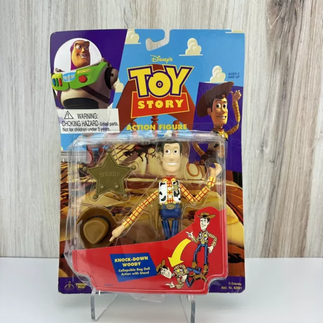 Toy Story Knock Down Woody Action Figure Think Way Toy Disney Pixar 1995 Vintage