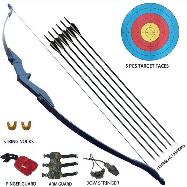 57" Takedown Recurve Bow Fiberglass Arrows Set 40lbs Archery Bow Hunting Shoot 2