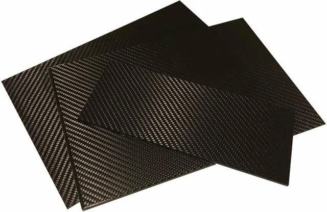 (1) Carbon Fiber Plate - 100mm x 250mm x 1mm Thick - 100% -3K Tow, Plain...
