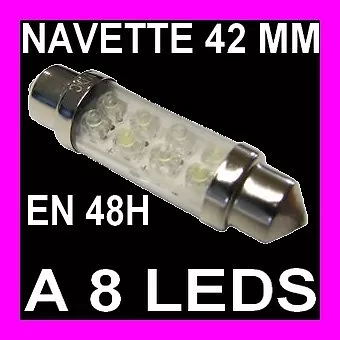 Ampoule Lampe Navette A 8Led C5W 42Mm Xenon Diode Par Soleil Lecture Liseuse 12V