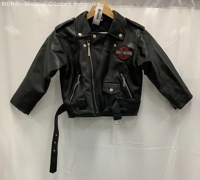 Harley-Davidson Black Multicolor Faux Leather Motorcycle Jacket - Size 7