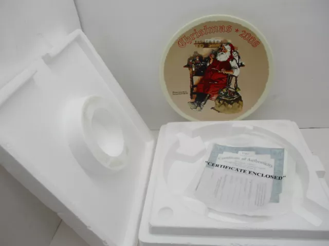 Rockwell Santa with Soda Christmas Plate Mint Condition with COA