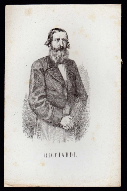 Giuseppe Ricciardi Incisione Xilografia '800 Politico Deputato Regno D' Italia