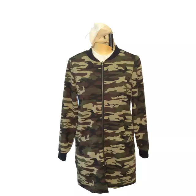 Sanctuary Green Camo Zip Up Jacket | XS