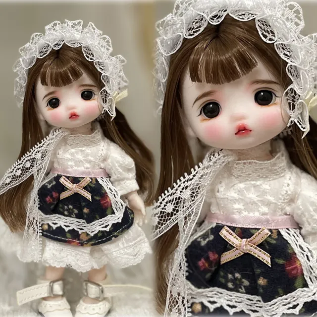 1/8 Mini BJD Cute Girl Doll Kids Toy Full Set including Doll Outfits Makeup Wigs