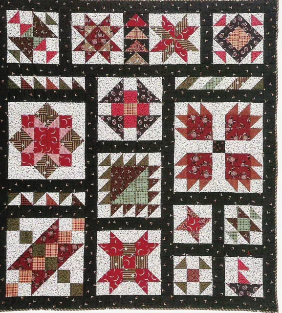 Two PIece Patchwork Sampler pieced quilt pattern for QW