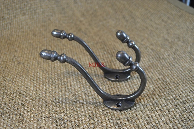 A pair of classic antique style Victorian acorn top coathook double coat hook R2